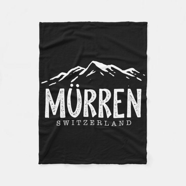 Murren Switzerland Mountains Swiss Skier Skiing  Fleece Blanket (Front)
