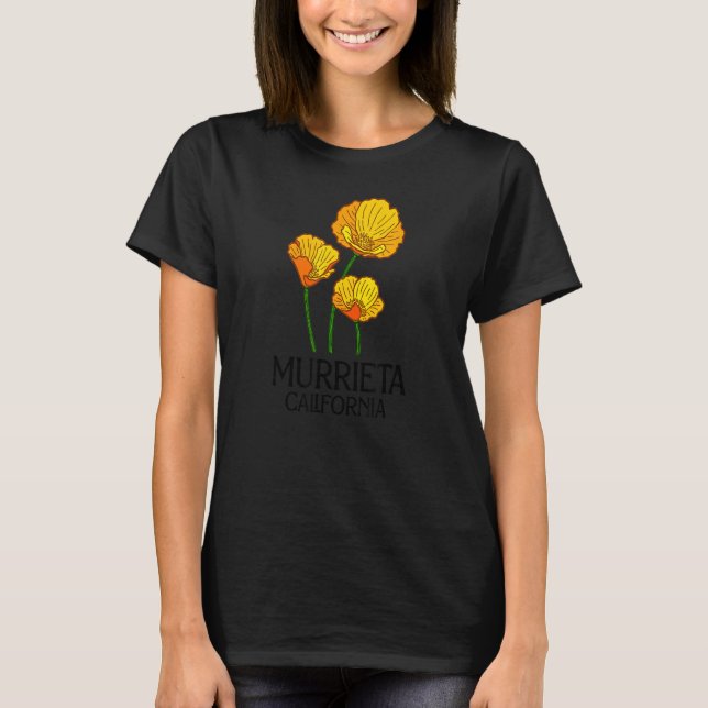 Murrieta California CA Poppy Flower State City Vin T-Shirt (Front)
