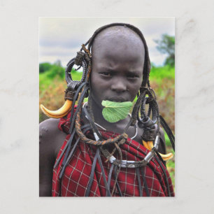 Mursi Girl with Leaf "Band-aid" Postcard