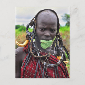 Mursi Girl with Leaf "Band-aid" Postcard