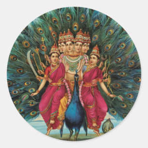 Murugan Kartikeyan Skanda Subrahmanyan Hindu Deity Classic Round Sticker