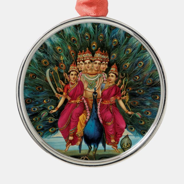 Murugan Kartikeyan Skanda Subrahmanyan Hindu Deity Metal Tree Decoration (Front)