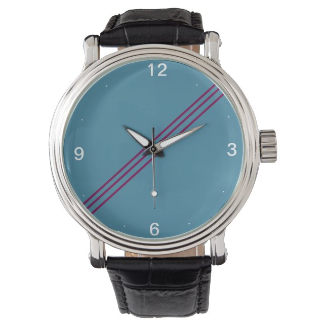 Murugi  Accessories TealDrift Men  Black Leather  Watch (Front)