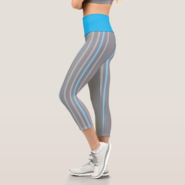 Murugi Apparels Azure Strips High Waisted  Capri Leggings (Left)