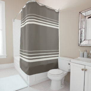 Murugi Home Decor Taupe Ivory Shower Curtain