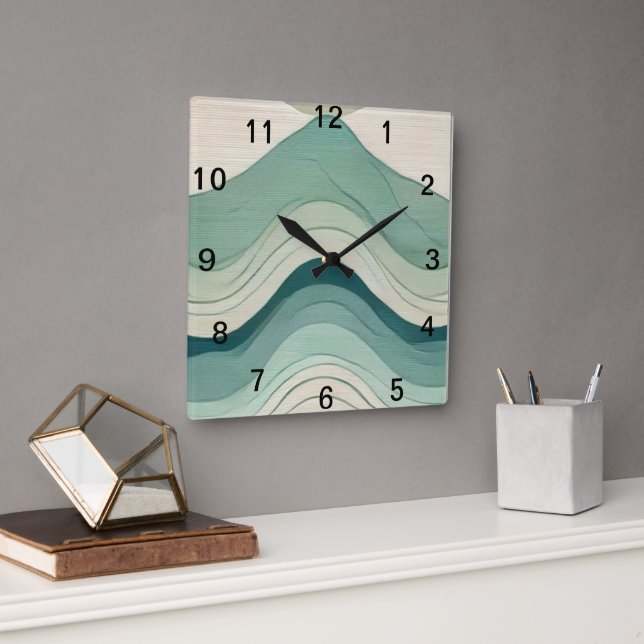 Murugi Home & Decor Whimsical Flow Square Acrylic  Wall Clock (Office)