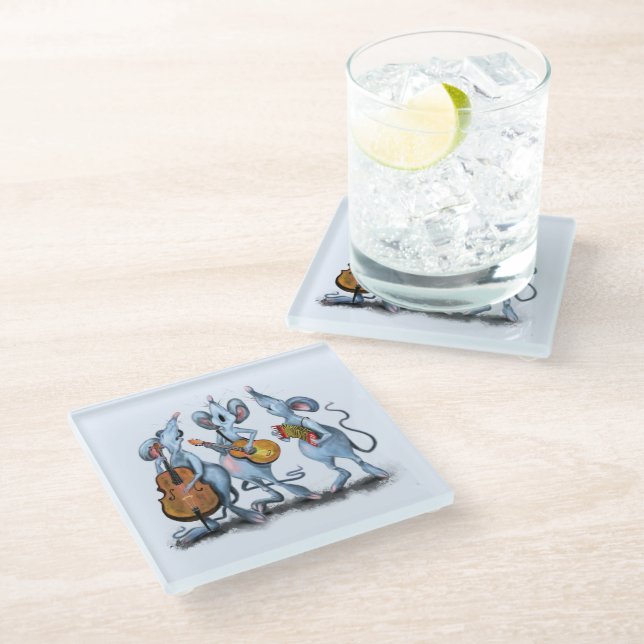 Musaical Mouses Glass Coaster (Angled)
