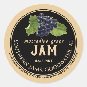 Muscadine Grape Jam Label Kraft on Black