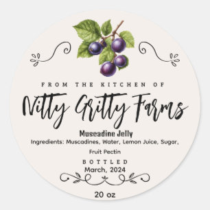 Muscadine Jam Jelly preserve Custom Canning Label
