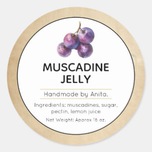 Muscadine Jam or Jelly Canning Jar Label