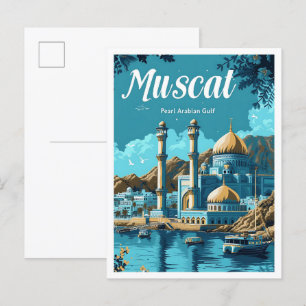 Muscat Oman Artistic Travel Illustration Postcard