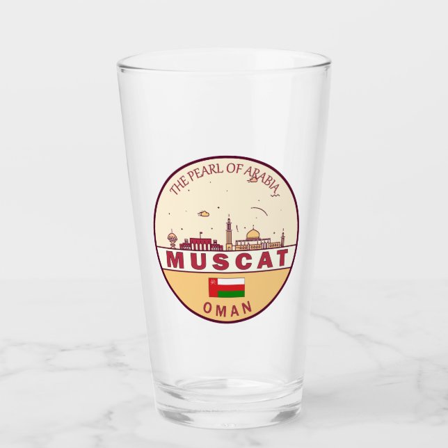 Muscat Oman City Skyline Emblem Glass (Front)