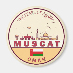 Muscat Oman City Skyline Emblem Magnet