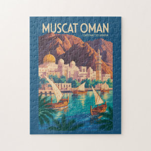 Muscat Oman Illustration Travel Art Vintage Jigsaw Puzzle