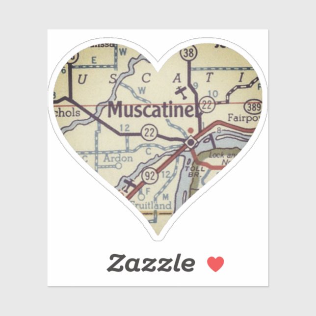 Muscatine Iowa Vintage Map (Sheet)