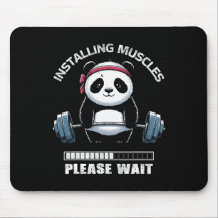 Muscle Building Fitness Panda Weight Lifting Barbe Mouse Mat
