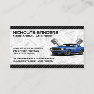 Muscle Car   Auto Parts Pattern Business Card