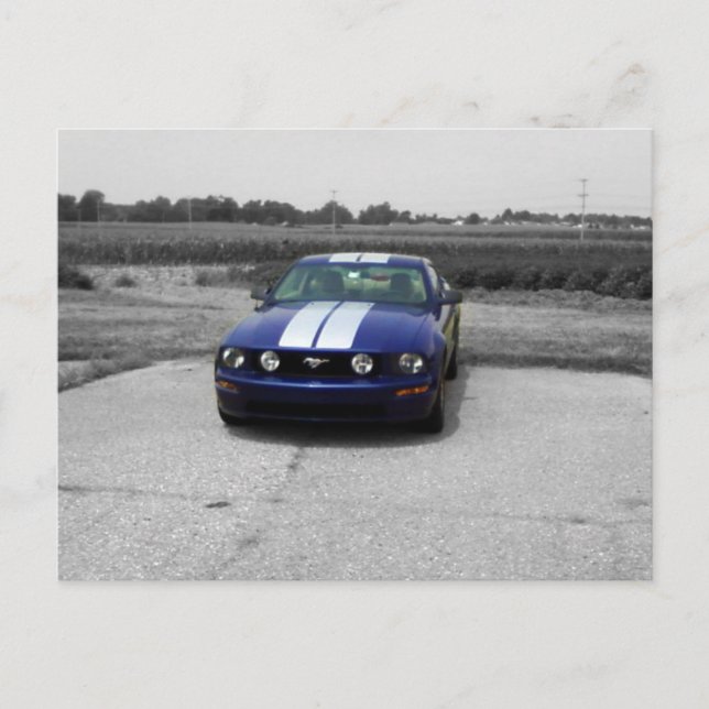 Muscle car Blue Postcard (Front)