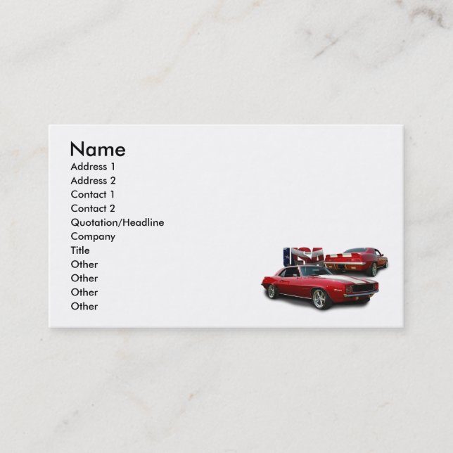 Muscle car business card (Front)