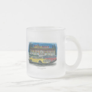 MUSCLE CAR DINER FROSTED GLASS COFFEE MUG