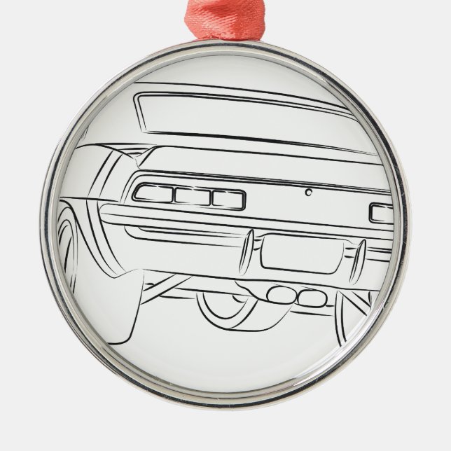 Muscle car drawing metal tree decoration (Front)