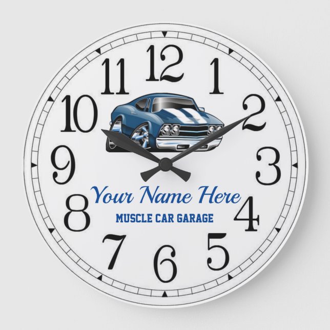 Muscle Car Garage Large Clock To Customise (Front)
