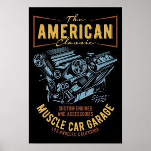 Muscle Car Garage Vintage  Poster