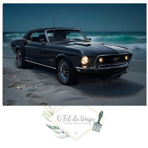 Muscle Car- Mustang- on The Beach Decoupage  Tissue Paper