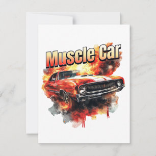 Muscle Car on Fire Card