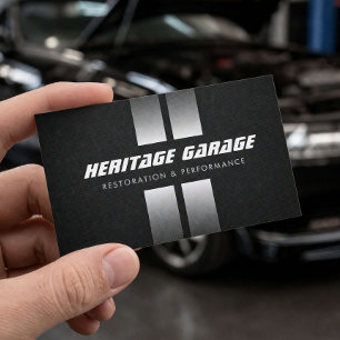 Muscle Car Restoration Racing Stripes Black Business Card