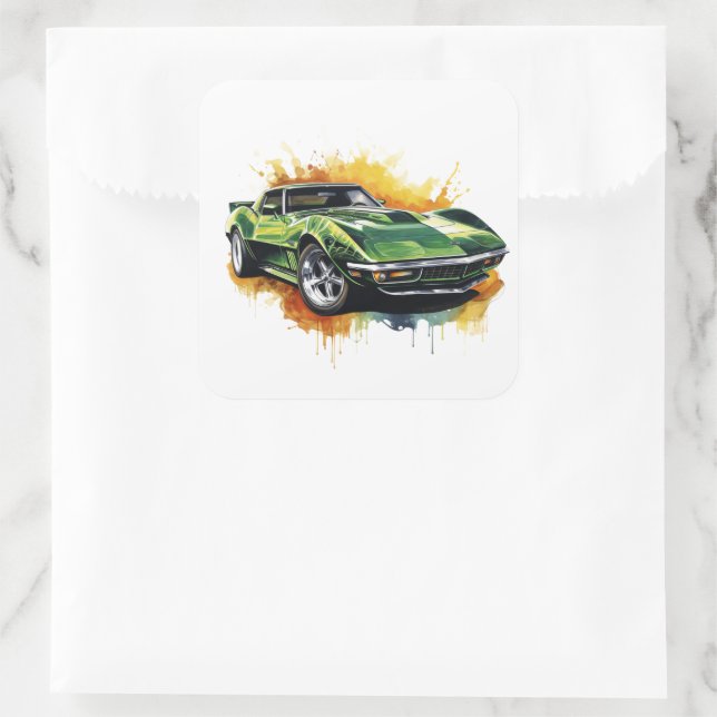 Muscle Car Square Sticker (Bag)