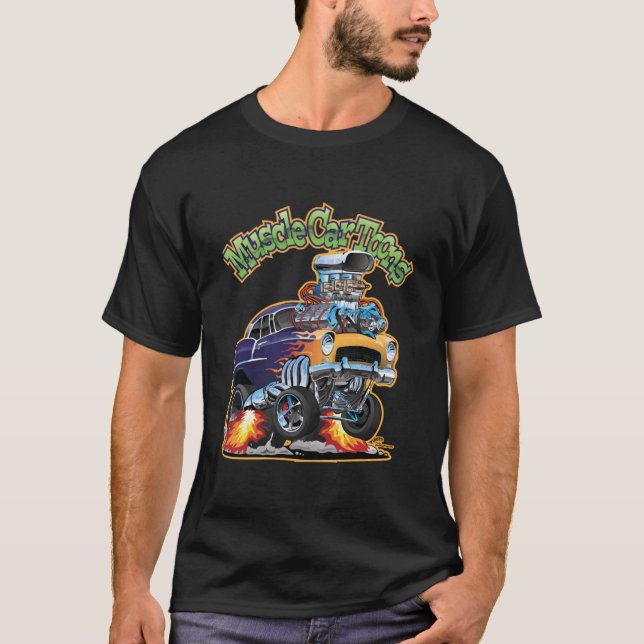 Muscle Car Toons Automotive Cartoon Comic Book Cov T-Shirt (Front)