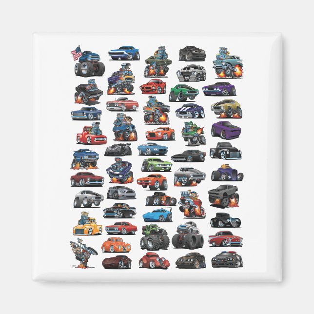 Muscle Cars, Classic Cars, Trucks and a Chopper Magnet (Front)