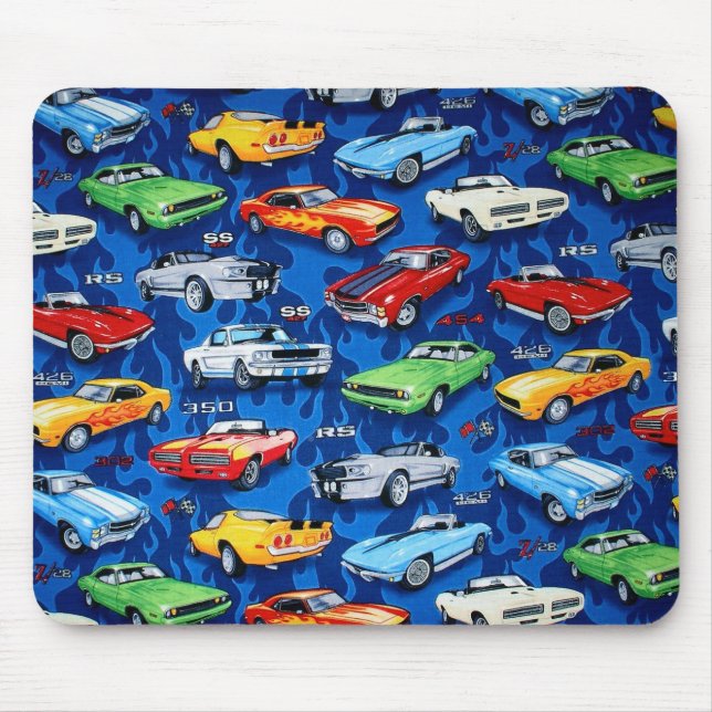 Muscle Cars Pattern Mouse Pad (Front)