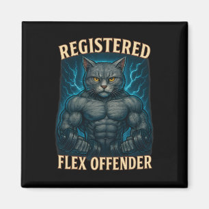 Muscle Cat Registered Flex Offender Funny Gym Meme Magnet