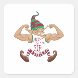 Muscle Elf Square Sticker