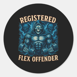 Muscle Grim Reaper Registered Flex Offender Funny  Classic Round Sticker