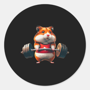 Muscle Gym Hamster Deadlifting Humour Weightliftin Classic Round Sticker
