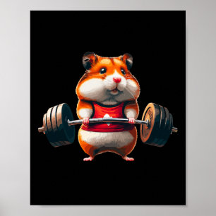 Muscle Gym Hamster Deadlifting Humour Weightliftin Poster