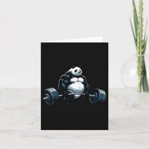 Muscle Gym Panda Bodybuilder Weightlifting Motivat Card
