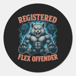 Muscle Hamster Registered Flex Offender Funny Gym Classic Round Sticker