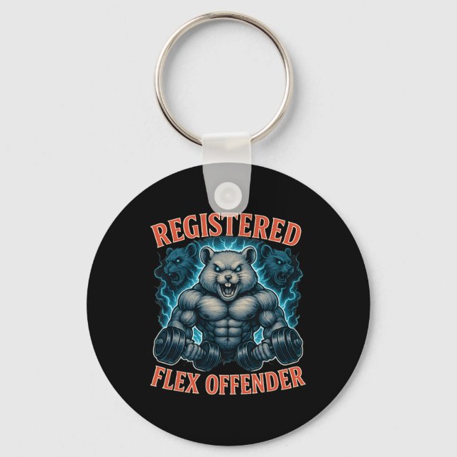 Muscle Hamster Registered Flex Offender Funny Gym  Key Ring (Front)