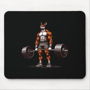 Muscle Kangaroo Deadlifting Funny Gym Weightliftin Mouse Mat
