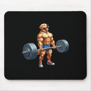Muscle Labrador Dog Deadlifting Gym Weightlifting  Mouse Mat