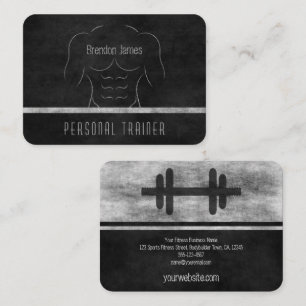 Muscle Man Fitness Coach Personal Trainer Black Business Card