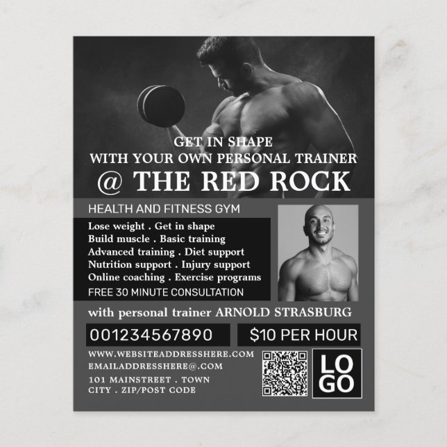 Muscle Man, Personal trainer, Gym Advertising  Flyer (Front)