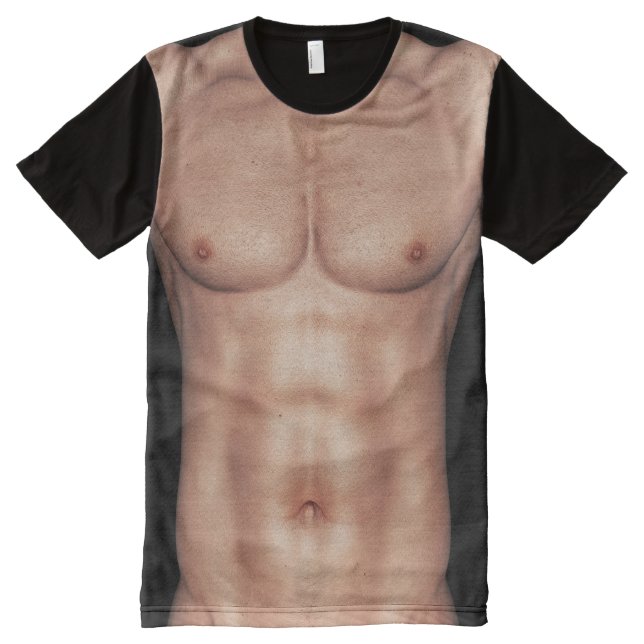 Muscle Man Six Pack Torso Light Skin All-Over Print T-Shirt (Front)