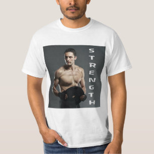 Muscle Man Strength Lift Weights Gym Workout T-Shirt