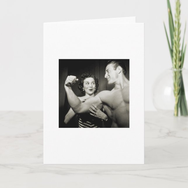 Muscle men need greeting cards too. (Front)
