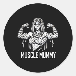 Muscle Mummy Funny Weightlifting and Funny Classic Round Sticker